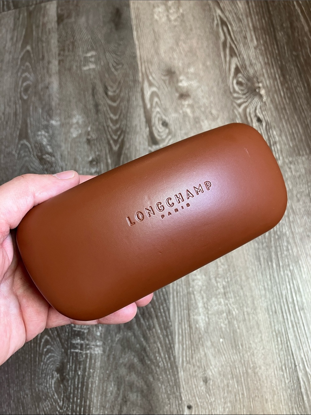 Longchamp Tan Leather Glasses Case